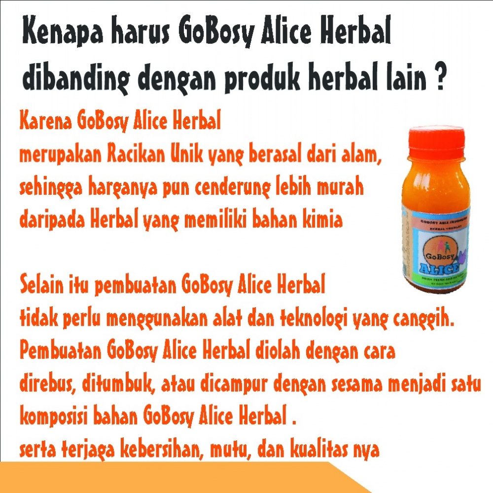 Gobosy Alice herbal hiv, kanker, tumor, sipilis, hepatitis dan penyakit berat lainnya